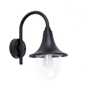 ValueLights Bramhall Modern IP44 Outdoor Black Fishermans Style Wall Light Lamp - with 1 x 4w ES E27 LED Candle Bulb