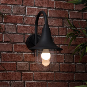 ValueLights Bramhall Modern IP44 Rated Outdoor Black Fishermans Style Wall Light Lamp