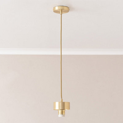 ValueLights Brianna Brushed Gold Cap Detail Adjustable Single Pendant Ceiling Light