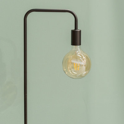 ValueLights Bronx Industrial Style Black Metal Curved Stem Floor