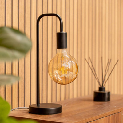 ValueLights Bronx Pair of Industrial Style Black Metal Curved Stem