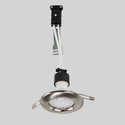 ValueLights Brushed Chrome Plated Fixed Recessed GU10 Ceiling Spotlight Downlight