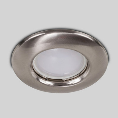 ValueLights Brushed Chrome Plated Fixed Recessed GU10 Ceiling Spotlight Downlight