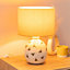 ValueLights Bumble Bee Ceramic Bedside Table Lamp with a Yellow Fabric Lampshade