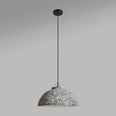 ValueLights Burrel Grey & White Fractal Textured Ceiling Pendant Light Fitting Complete with 4w LED Filament Bulb 2700K Warm White