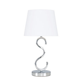 ValueLights Cabonna Modern Sleek Design Polished Chrome Touch Table Lamp with White Light Shade