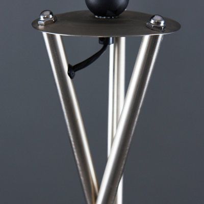 ValueLights Camden Brushed Chrome Tripod Floor Lamp with White Drum Shade