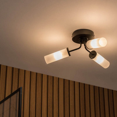 ValueLights Canya 3 Way Black Bathroom Ceiling Light (Flush) | DIY at B&Q
