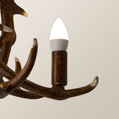 ValueLights Caribou Rustic Caribou Antler 3 Way Brown Ceiling Light