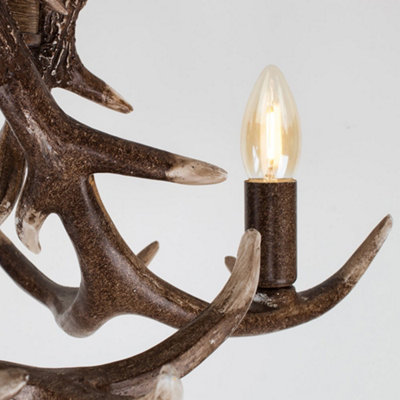 ValueLights Caribou Rustic Caribou Antler 3 Way Brown Ceiling Light