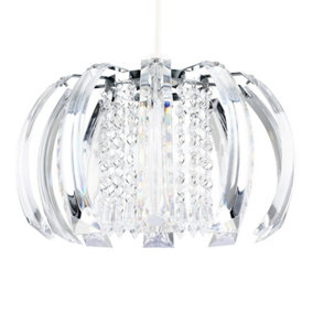 ValueLights Ceiling Shade In Chrome Finish With Clear Acrylic Droplets