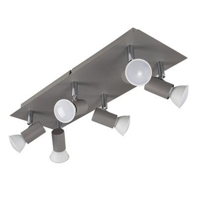 ValueLights Cement Ceiling Bar Spotlight and GU10 Spotlight LED 5W Cool White 6500K Bulbs