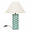 ValueLights Ceramic Aqua Mermaid Shell Scallop Bedside Table Lamp with Tapered Lampshade