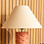 ValueLights Ceramic Coral Mermaid Shell Scallop Bedside Table Lamp with Tapered Lampshade - Bulb Included