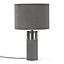 ValueLights Charcoal Grey Velvet and Silver Chrome Bedside Table Lamp with a Drum Lampshade