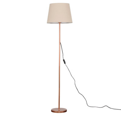 ValueLights Charles Copper Floor Lamp with Beige Tapered Shade