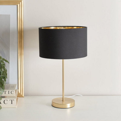 ValueLights Charles Gold Stem Metal Table Lamp with Black with Gold ...