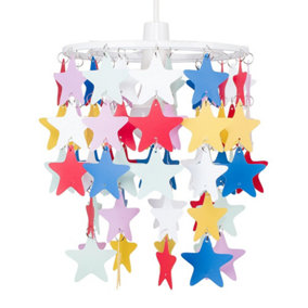 ValueLights Children's Bedroom Nursery Multi-Coloured Stars Ceiling Pendant Light Shade