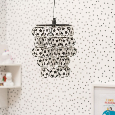 ValueLights Children's Black And White Football Bedroom/Nursery Ceiling Pendant Light Shade