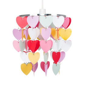 ValueLights Children's Multi-Coloured Pretty Hearts Bedroom Nursery Ceiling Pendant Light Shade