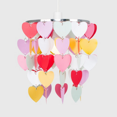 ValueLights Children's Multi-Coloured Pretty Hearts Bedroom Nursery Ceiling Pendant Light Shade
