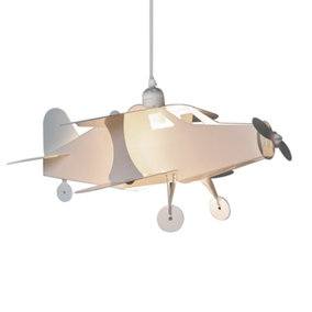 ValueLights Children's Nursery White Aeroplane Ceiling Lamp Pendant Light Shade
