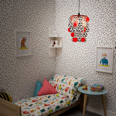 ValueLights Children's Red And White Football Bedroom/Nursery Ceiling Pendant Light Shade
