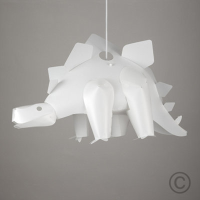 ValueLights Children's White Stegosaurus Dinosaur Jurassic Bedroom Ceiling Pendant Light Shade