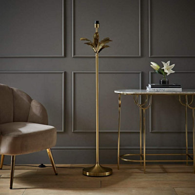 ValueLights Christina Gold Palm Leaf Detail Single Stem Floor Lamp Base