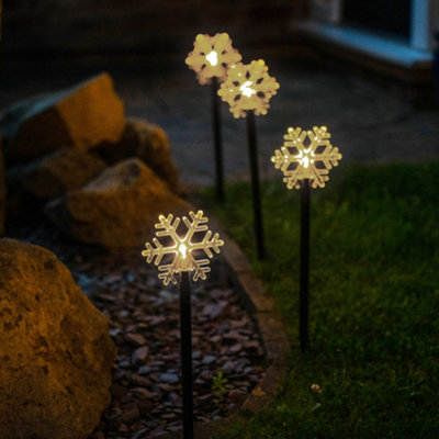 ValueLights Christmas Snowflake Black Outdoor Ground Spike Light