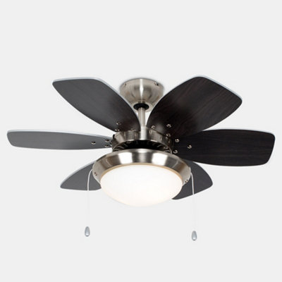ValueLights Chrome 30" Modern Ceiling Fan With Light And Reversible Blades