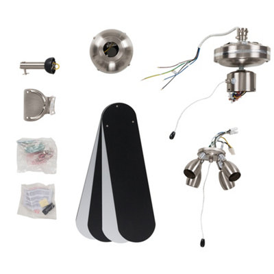 Levitantes 32/47" Black Ceiling Fan With Light - 72W LED, 6 Speeds, Remote, Foldable Blades