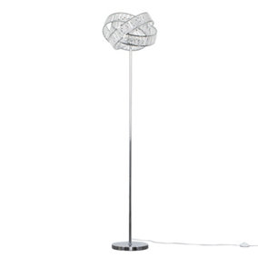 ValueLights Chrome & Clear Acrylic Jewel Intertwined Rings Design Floor Lamp - Complete With 6w LED GLS Bulb In Warm White