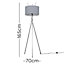 ValueLights Chrome Metal Crossover Design Tripod Floor Lamp With Dark Grey Shade - Complete With 6w LED Bulb In Warm White