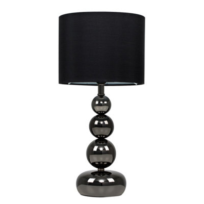 ValueLights Chrome Touch Table Lamp With Black Faux Silk Shade