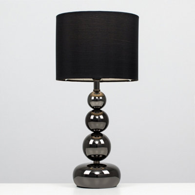 ValueLights Chrome Touch Table Lamp With Black Faux Silk Shade