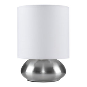 ValueLights Chrome Touch Table Lamp With White Shade