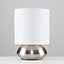 ValueLights Chrome Touch Table Lamp With White Shade