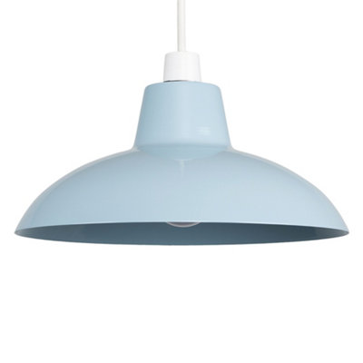 ValueLights Civic Metro Blue Ceiling Pendant Shade and B22 GLS LED 10W Warm White 3000K Bulb