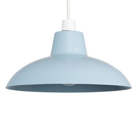 ValueLights Civic Metro Blue Ceiling Pendant Shade and B22 GLS LED 10W Warm White 3000K Bulb
