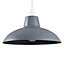 ValueLights Civic Metro Grey Ceiling Pendant Shade and B22 GLS LED 10W Warm White 3000K Bulb