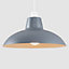 ValueLights Civic Metro Grey Ceiling Pendant Shade and B22 GLS LED 10W Warm White 3000K Bulb