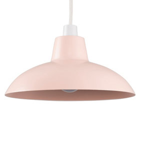 ValueLights Civic Metro Pink Ceiling Pendant Shade and B22 GLS LED 10W Warm White 3000K Bulb