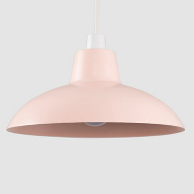 ValueLights Civic Metro Pink Ceiling Pendant Shade and B22 GLS LED 10W Warm White 3000K Bulb