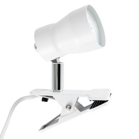 ValueLights Clamp On Desk Lamp Spotlight In Gloss White Finish