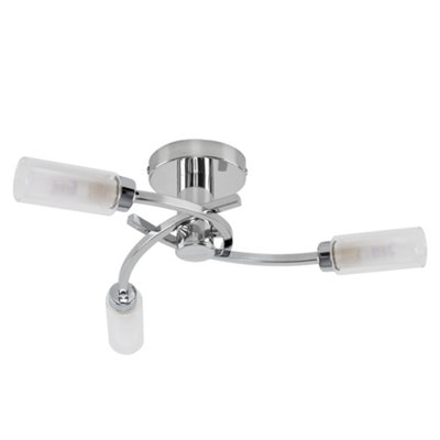 ValueLights Claudia Modern 3 Way Spiral Flush Chrome Ceiling Light Fitting with Glass Shades