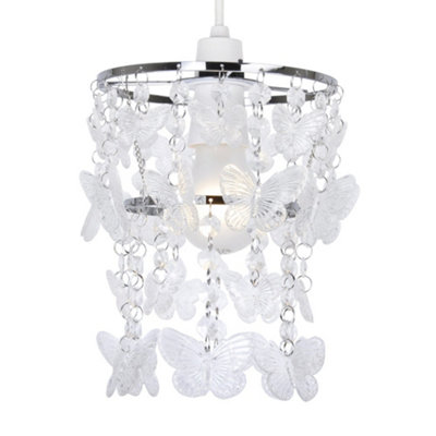 ValueLights Clear Acrylic Butterfly Silver Pendant Ceiling Light Shade