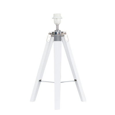 ValueLights Clipper White Wood and Chrome Modern Tripod Floor Lamp Base