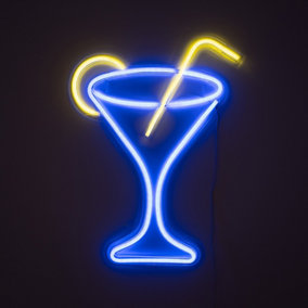 ValueLights Cocktail Glass Neon White Light Decoration