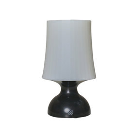 ValueLights Colmar LED Wireless Outdoor Portable Battery Operated Black Touch Table Lamp with White Shade